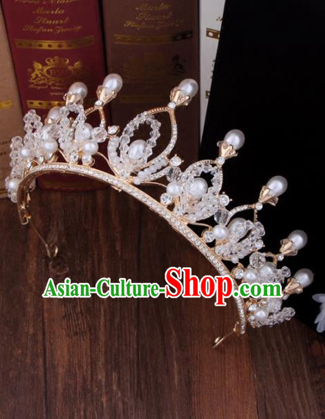 Top Grade Bride Hair Accessories Wedding Baroque Queen Beads Royal Crown for Women