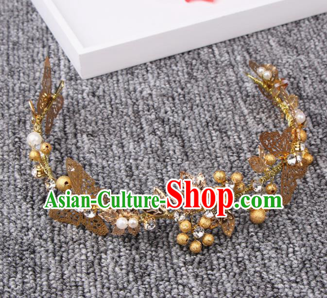 Top Grade Bride Hair Accessories Wedding Golden Butterfly Hair Clasp for Women