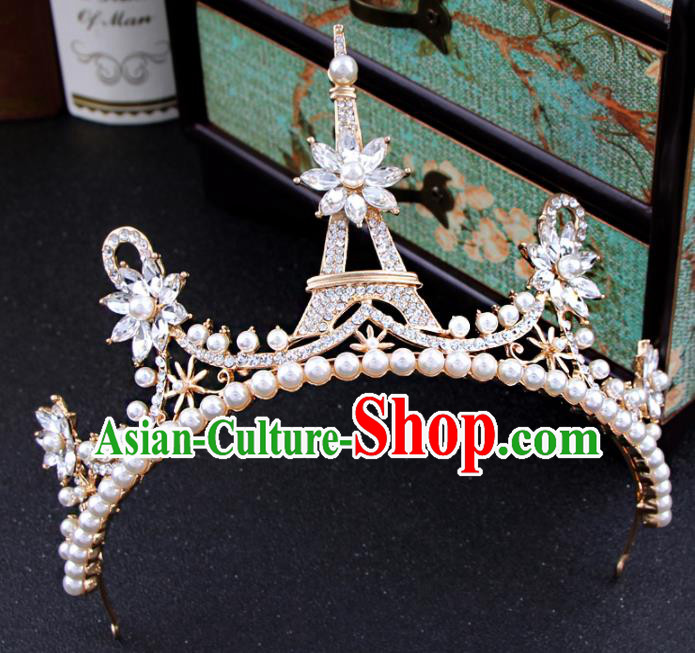 Top Grade Bride Hair Accessories Wedding Golden Royal Crown for Women