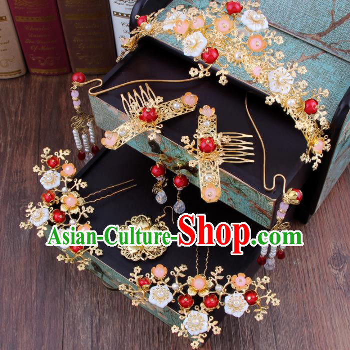 Chinese Ancient Bride Hair Accessories Complete Set XiuHe Suit Hair Clasp Hanfu Handmade Hairpins for Women