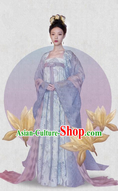 The Rise of Phoenixes Drama Clothing Chinese Ancient Tang Dynasty Princess Costumes and Headpiece Complete Set