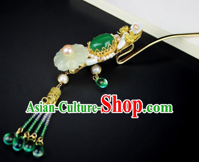 Chinese Ancient Handmade Hanfu Jade Hair Clip Hairpins Hair Accessories for Women