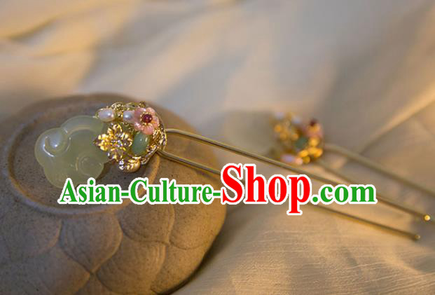 Chinese Ancient Handmade Hanfu Jade Hairpins Hair Accessories for Women