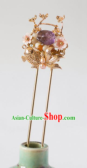 Chinese Ancient Handmade Hanfu Goldfish Hairpins Hair Accessories for Women