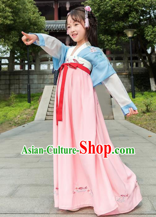 Traditional Chinese Ancient Princess Costumes Tang Dynasty Hanfu Dress for Kids