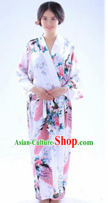 Traditional Japanese Costumes Asian Japan Kimono White Yukata for Women