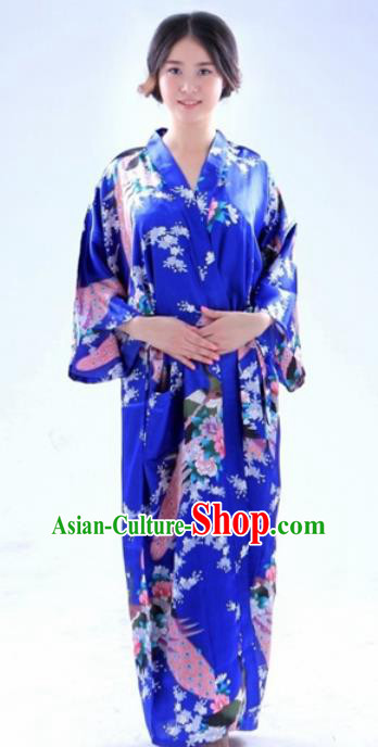 Traditional Japanese Costumes Asian Japan Kimono Royalblue Yukata for Women