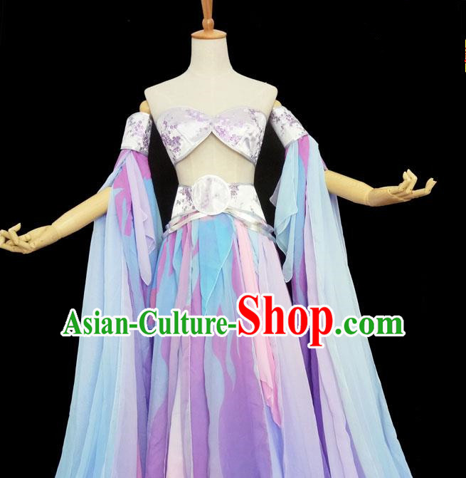 Chinese Ancient Cosplay Swordswoman Purple Hanfu Dress Traditional Han Dynasty Princess Costume for Women