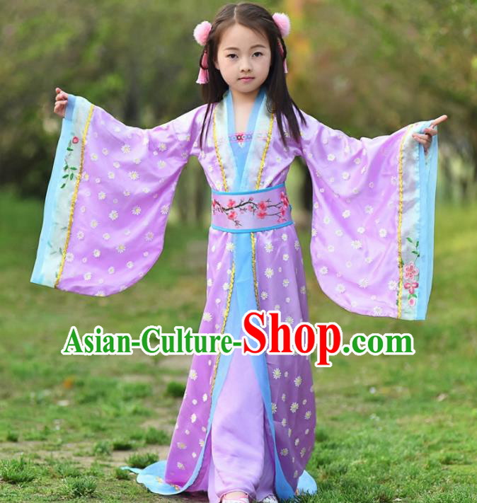 Chinese Ancient Tang Dynasty Princess Costumes Traditional Hanfu Dress for Kids