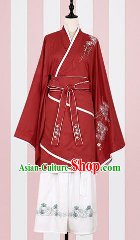 Chinese Ancient Fairy Costumes Traditional Han Dynasty Princess Red Hanfu Dress for Women