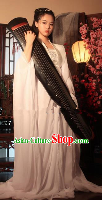 Chinese Ancient Cosplay Peri Goddess White Hanfu Dress Traditional Tang Dynasty Imperial Consort Costume for Women