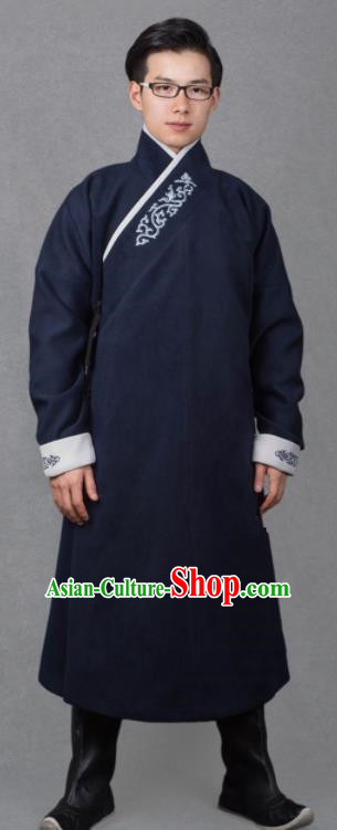 Chinese Ancient Imperial Guards Navy Robe Traditional Ming Dynasty Swordsman Costume for Men