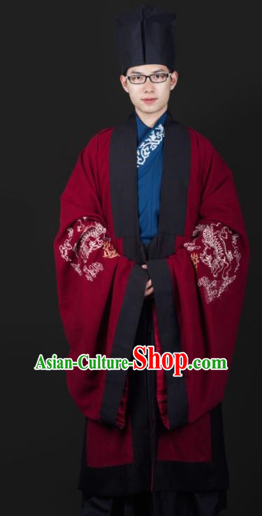 Chinese Ancient Cabinet Minister Clothing Traditional Ming Dynasty Swordsman Costume for Men