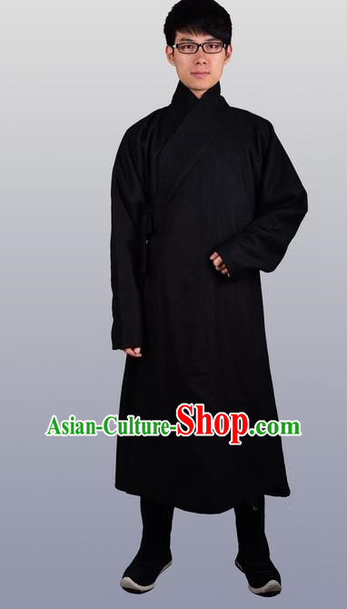 Chinese Ancient Traditional Ming Dynasty Swordsman Costumes Black Robe for Men