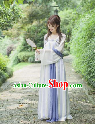 Traditional Chinese Tang Dynasty Maidenform Costume Ancient Princess Lilac Hanfu Dress for Women