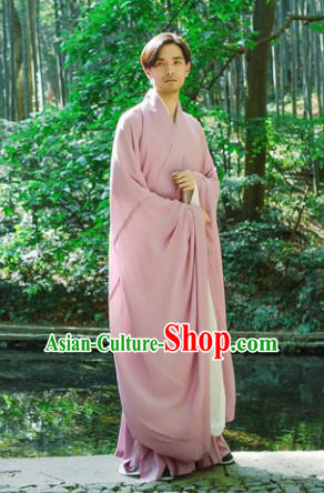 Chinese Ancient Traditional Han Dynasty Pink Wide Sleeve Robe Scholar Swordsman Costumes for Men