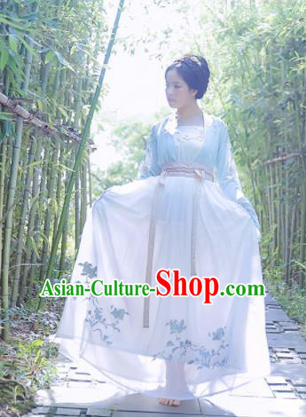 Chinese Ancient Nobility Lady Embroidered Dresses Tang Dynasty Costume for Rich Women