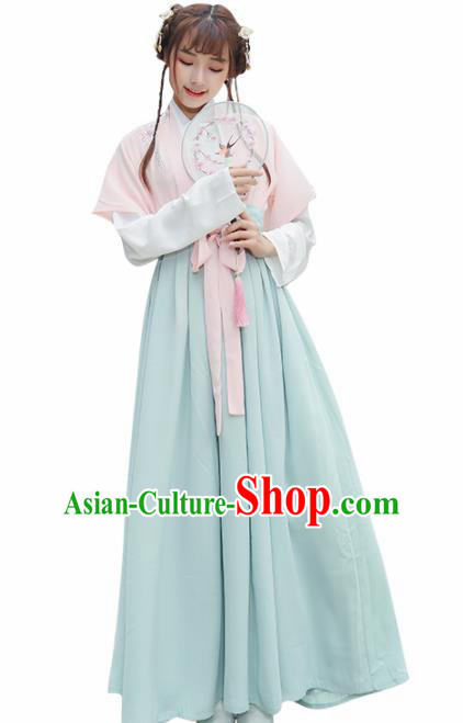 Chinese Ancient Tang Dynasty Princess Hanfu Dress Embroidered Costume for Rich Women