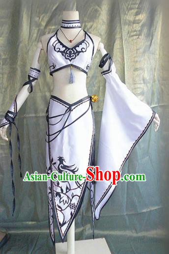 Asian Chinese Cosplay Peri Faery Costume Ancient Swordswoman Dress for Women