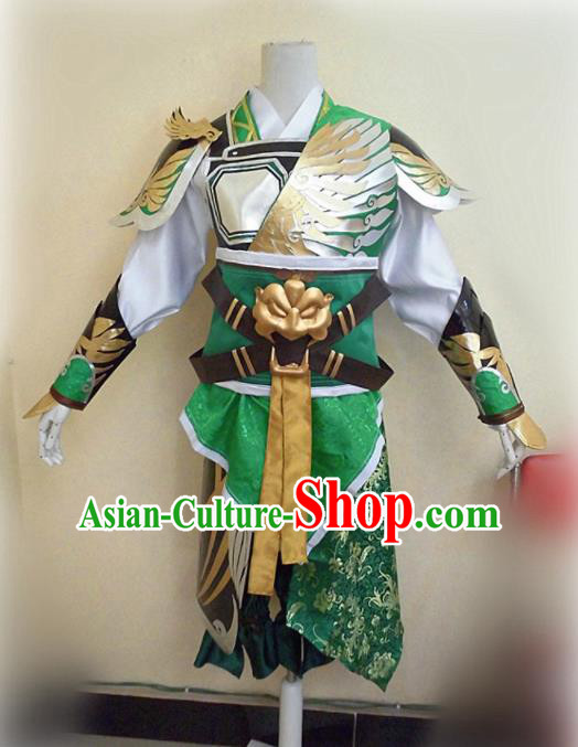 Asian Chinese Cosplay Military Officers Green Customized Costume Ancient Swordsman Clothing for Men