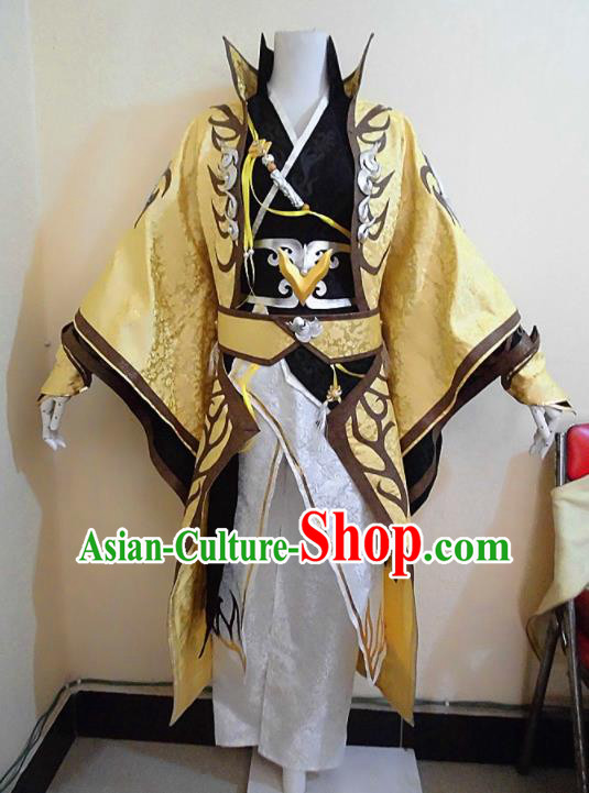 Asian Chinese Cosplay Royal Highness Golden Customized Costume Ancient Swordsman Clothing for Men