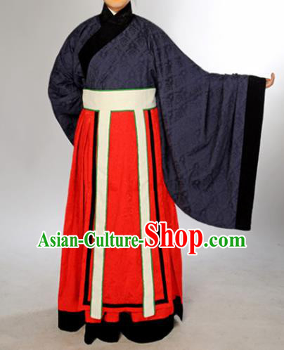 Chinese Traditional Zhou Dynasty Scholar Costumes Ancient Minister Robe for Men