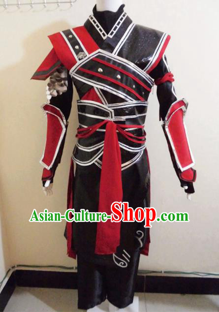 Asian Chinese Cosplay General Black Customized Costume Ancient Swordsman Clothing for Men