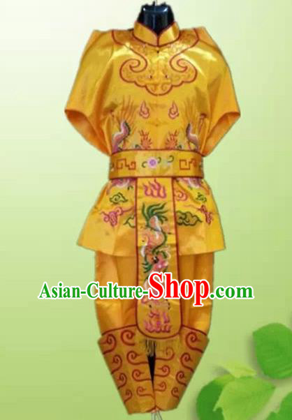 Traditional Chinese Beijing Opera Takefu Costume Drum Dance Yellow Clothing for Men