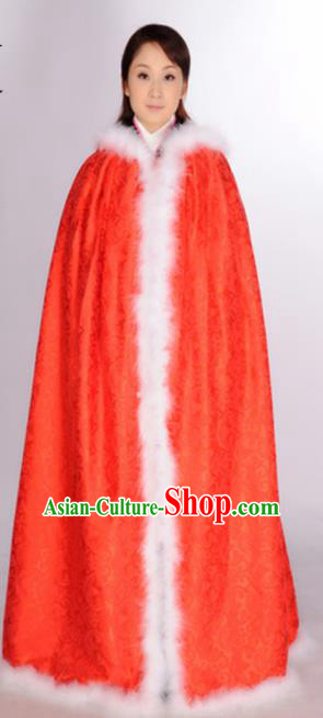 Traditional Chinese Ming Dynasty Princess Costume Ancient Young Lady Red Cloak for Women