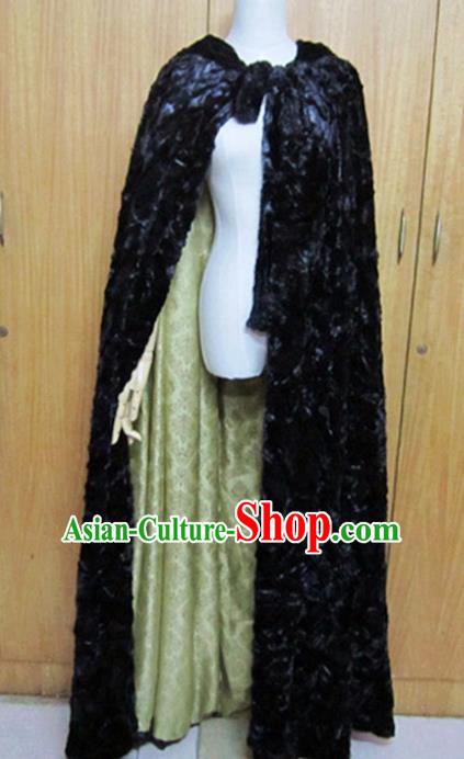 Traditional Chinese Ming Dynasty Black Cloak Ancient Swordsman Costume for Women