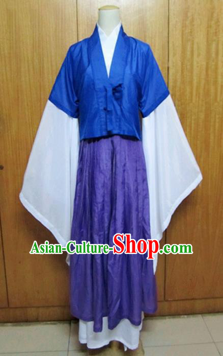 Traditional Chinese Jin Dynasty Young Lady Hanfu Dress Ancient Swordsman Costume for Women