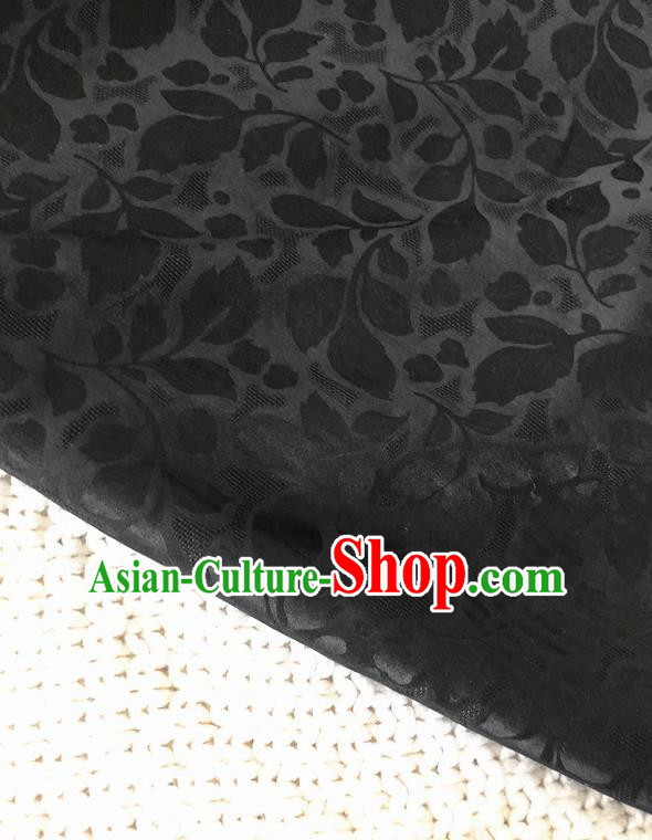 Asian Chinese Traditional Fabric Classical Pattern Black Brocade Cheongsam Cloth Silk Fabric