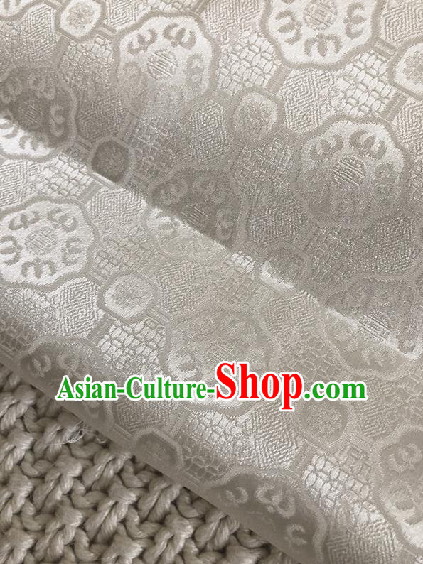 Asian Chinese Traditional Fabric Classical Pattern White Brocade Cheongsam Cloth Silk Fabric