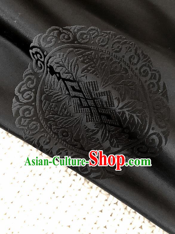 Asian Chinese Traditional Fabric Classical Pattern Black Brocade Cheongsam Cloth Silk Fabric