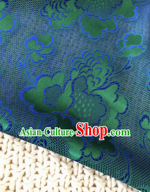 Asian Chinese Traditional Fabric Classical Pattern Green Brocade Cheongsam Cloth Silk Fabric