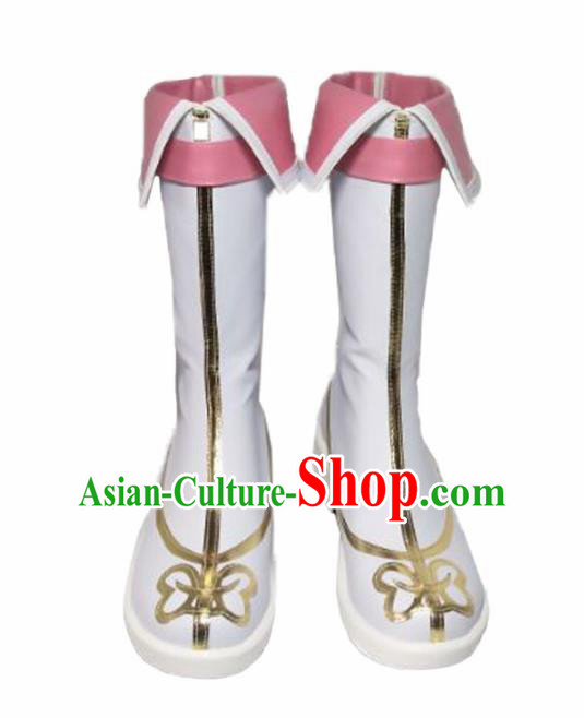 Asian Chinese Cosplay Shoes Cartoon Fairy Princess White Boots for Women