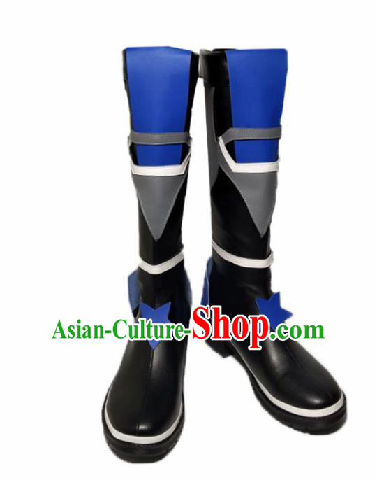 Asian Chinese Cosplay Cartoon Shoes Ancient Swordsman Black Boots for Men