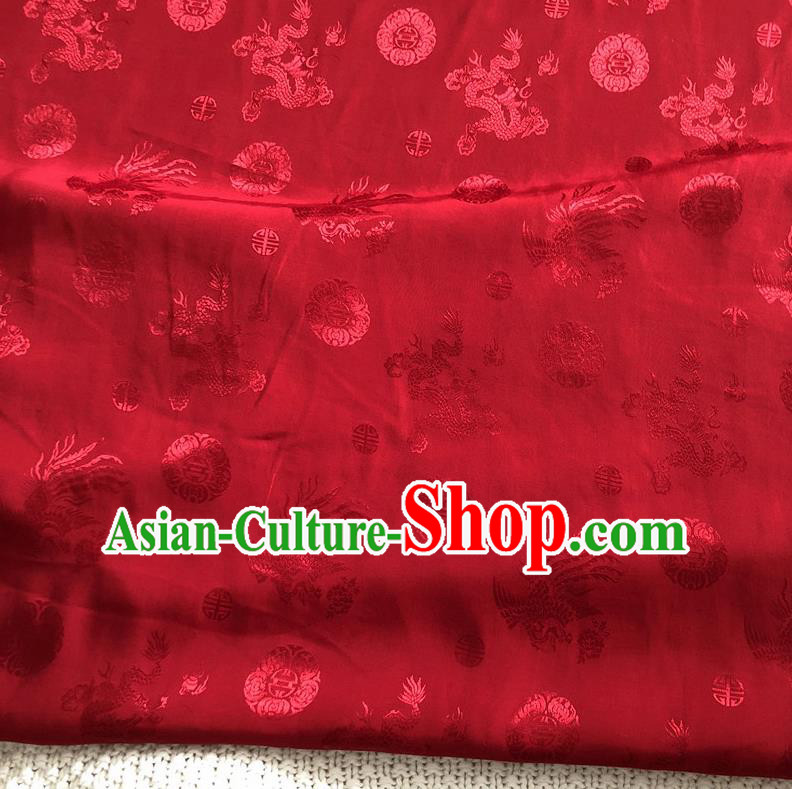 Asian Chinese Traditional Fabric Palace Phoenix Pattern Red Brocade Cloth Silk Fabric