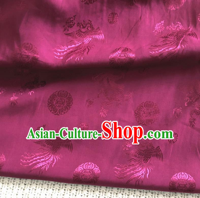 Asian Chinese Traditional Fabric Palace Phoenix Pattern Rosy Brocade Cloth Silk Fabric