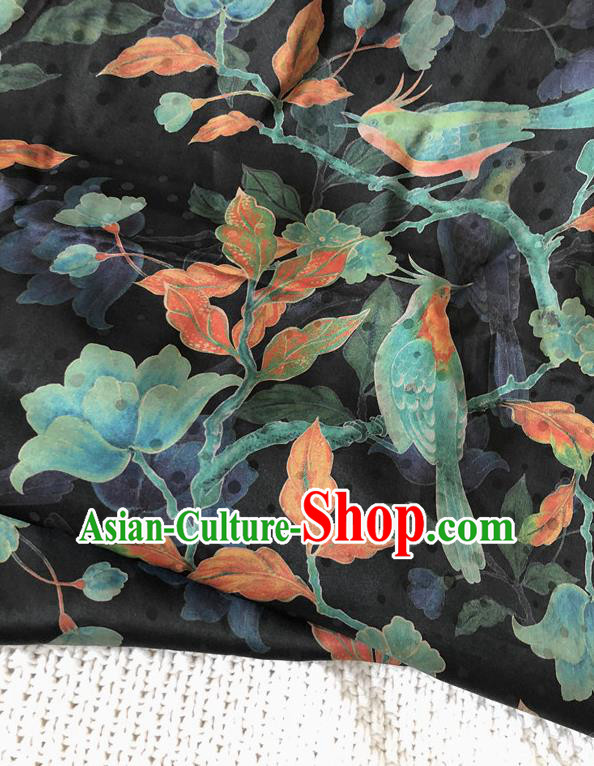 Asian Chinese Traditional Fabric Classical Pattern Black Brocade Cloth Silk Fabric