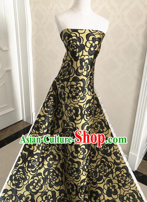 Asian Chinese Traditional Golden Silk Fabric Royal Pattern Brocade Cheongsam Cloth Silk Fabric