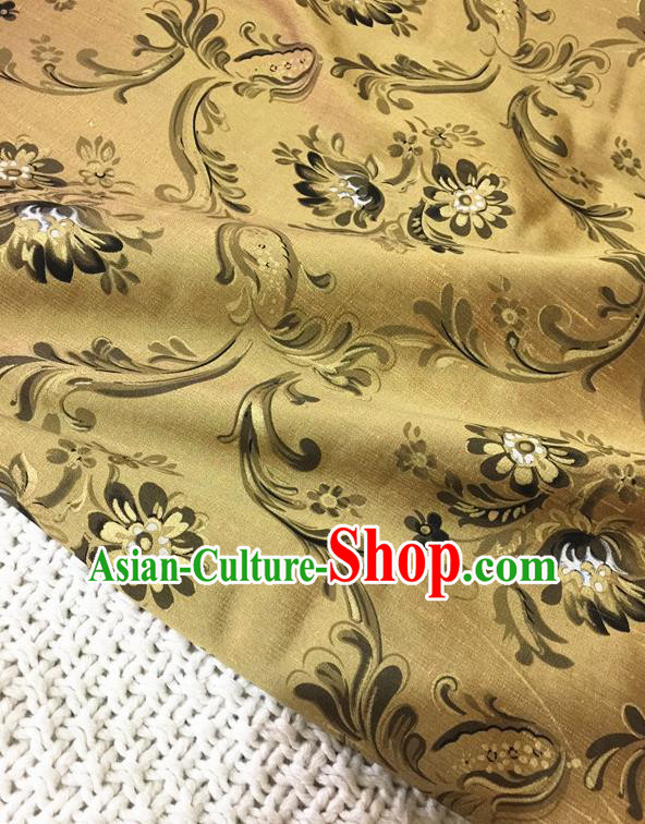 Asian Chinese Traditional Golden Silk Fabric Royal Pattern Brocade Cheongsam Cloth Silk Fabric