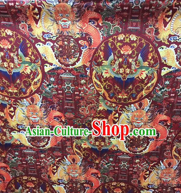 Asian Chinese Traditional Silk Fabric Royal Dragons Pattern Brocade Cheongsam Cloth Silk Fabric
