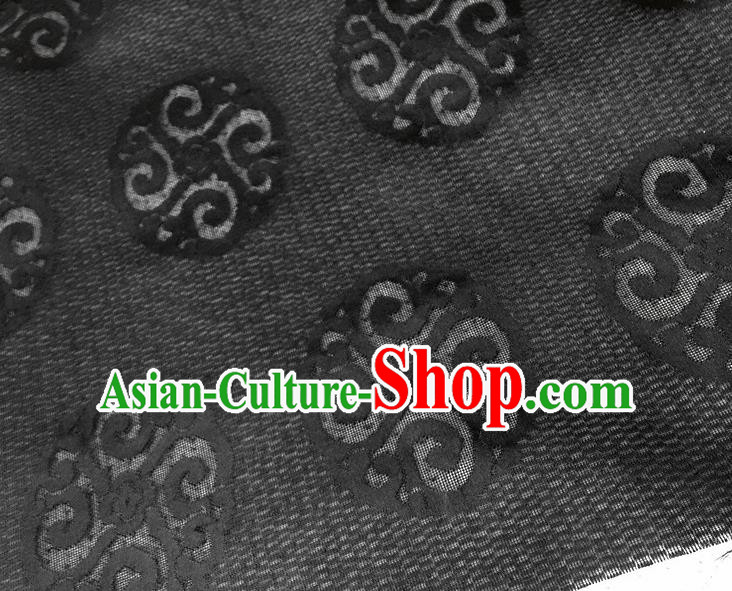 Asian Chinese Traditional Black Silk Fabric Royal Pattern Brocade Cheongsam Cloth Silk Fabric