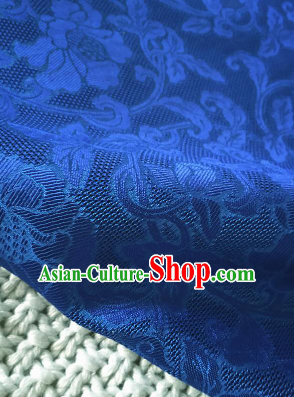 Asian Chinese Traditional Royalblue Silk Fabric Royal Pattern Brocade Cheongsam Cloth Silk Fabric