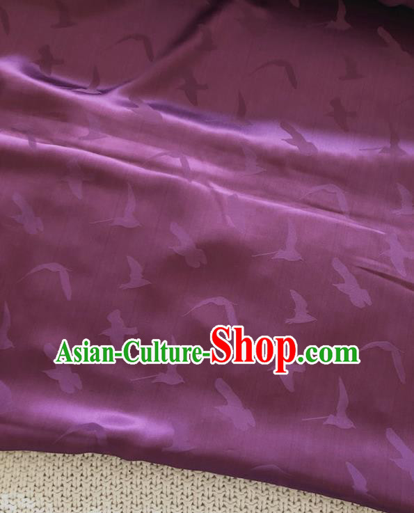 Asian Chinese Traditional Silk Fabric Classical Pattern Purple Brocade Cheongsam Embroidered Cloth Silk Fabric