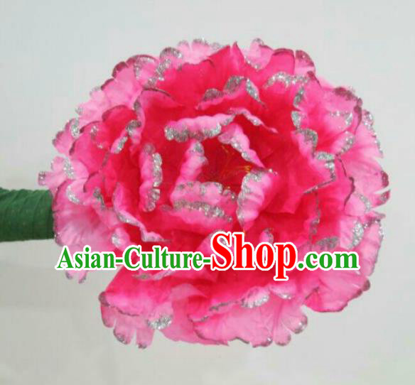 Traditional Chinese Folk Dance Accessories Opening Dance Pink Peony Flower for Women