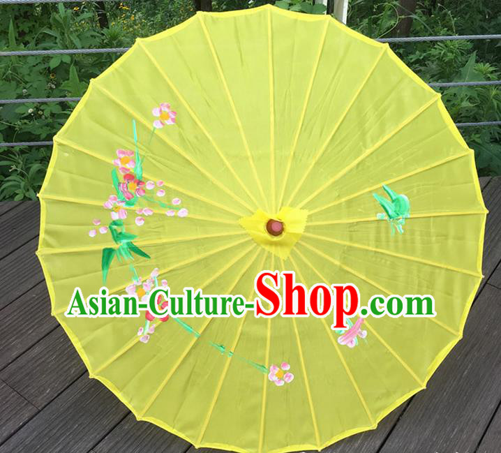 Traditional Chinese Folk Dance Umbrella Yellow Oil-Paper Umbrella for Women