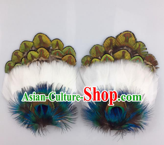 Traditional Chinese Bride Hair Accessories Peacock Feather Hair Claws for Women