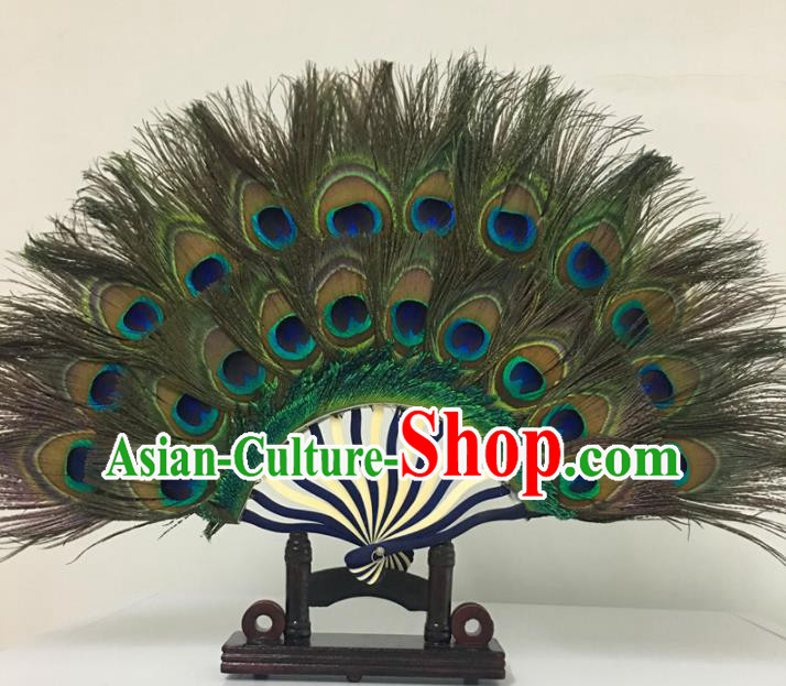 Traditional Chinese Crafts Feather Fan China Folk Dance Peacock Feather Fans